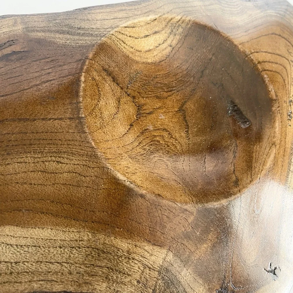 Hand Turned Wooden Bowl Artisan Handmade Live Edge Wood‎ Plant Tray Rustic Art